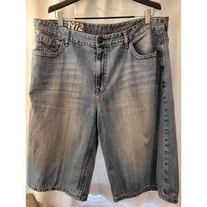 Ecko Unltd Mens Baggy Denim Shorts Light Wash Blue Y2K Streetwear W42